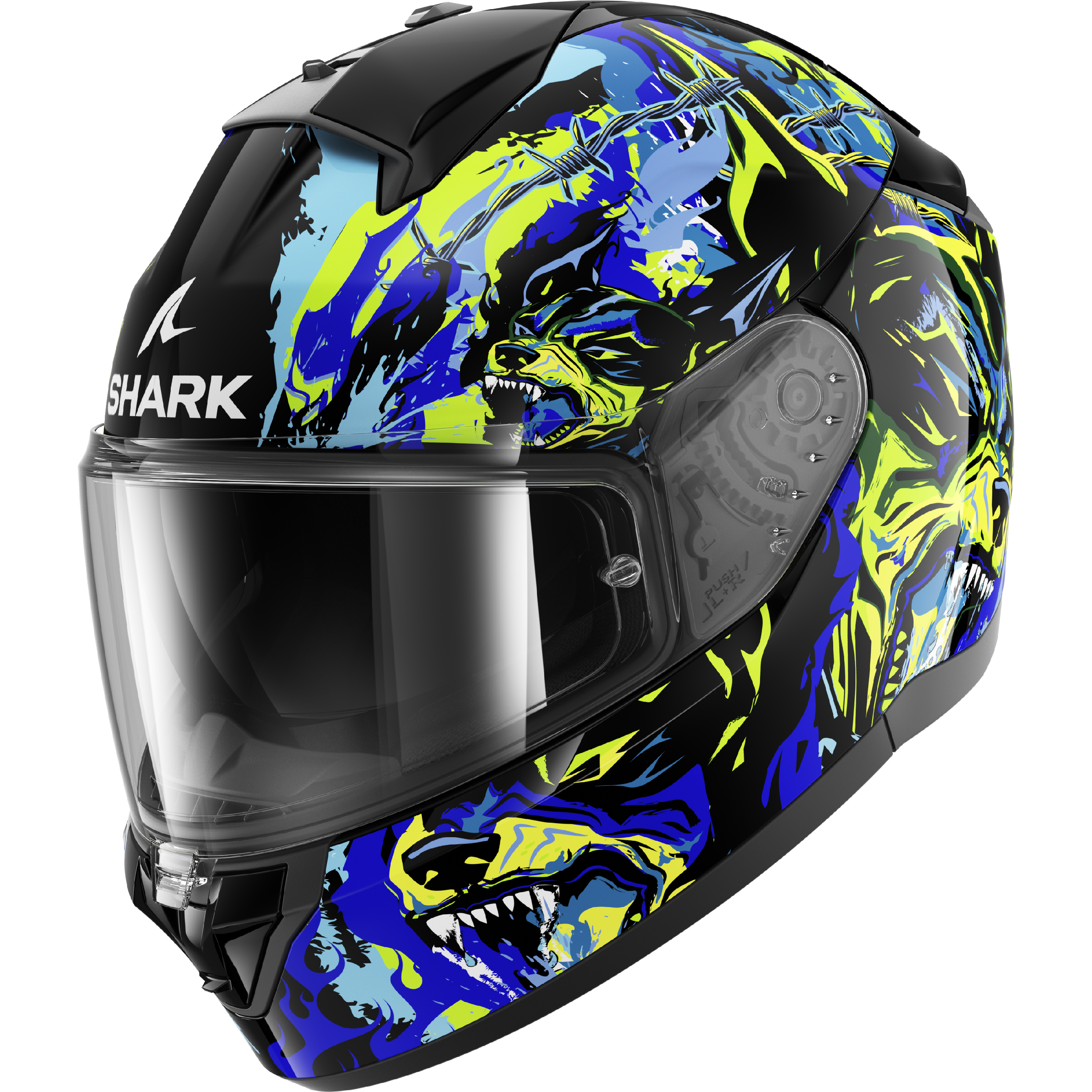 CAPACETE SHARK RIDILL 2 RAGING BEAST PRETO/AZUL/VERDE (KBG) - XL -