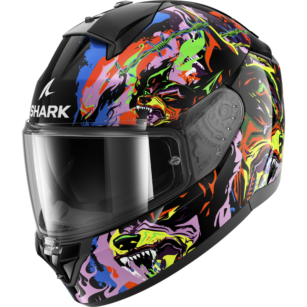 CAPACETE SHARK RIDILL 2 RAGING BEAST PRETO/ROSA/AMARELO (KVY) - S -