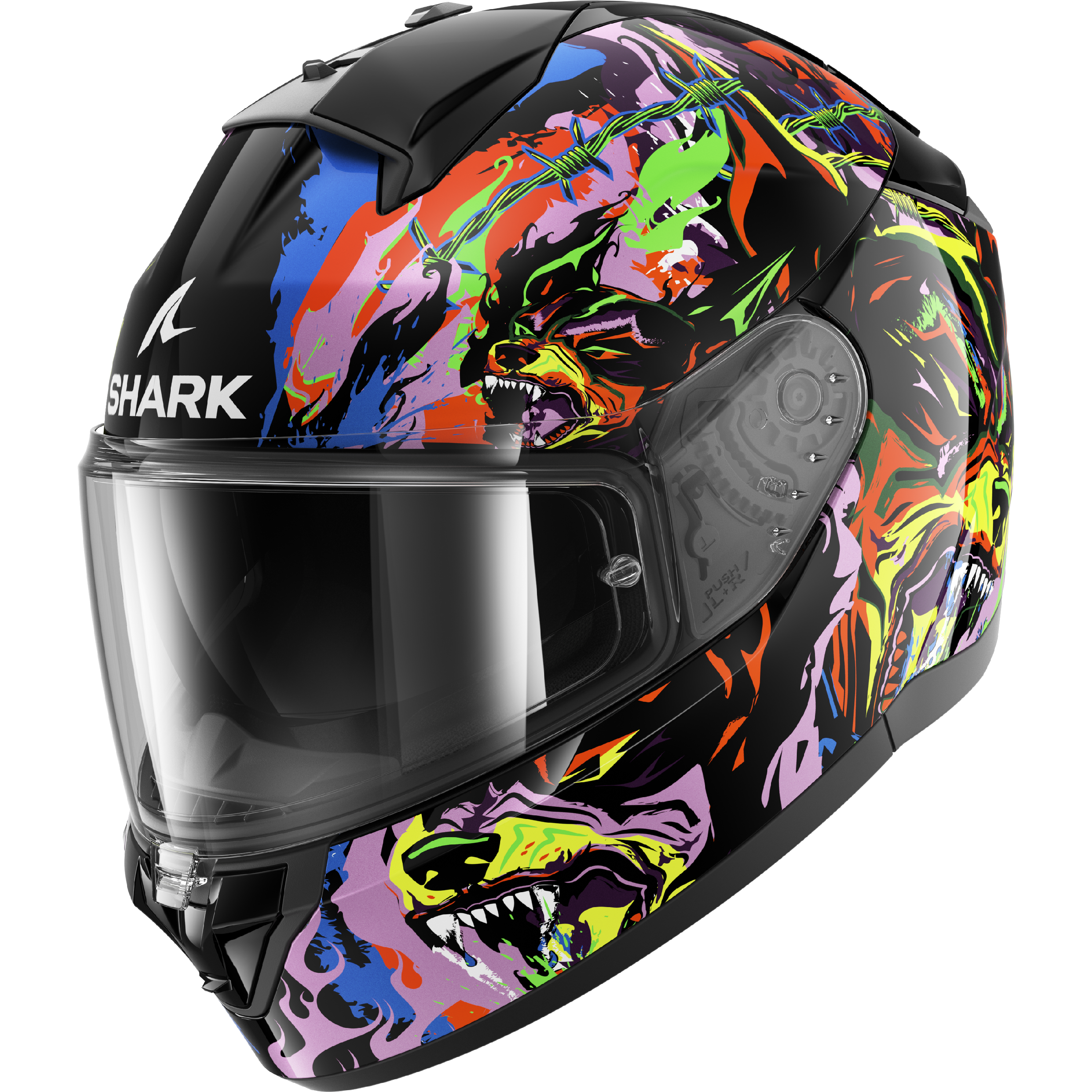 CAPACETE SHARK RIDILL 2 RAGING BEAST PRETO/ROSA/AMARELO (KVY) - L -
