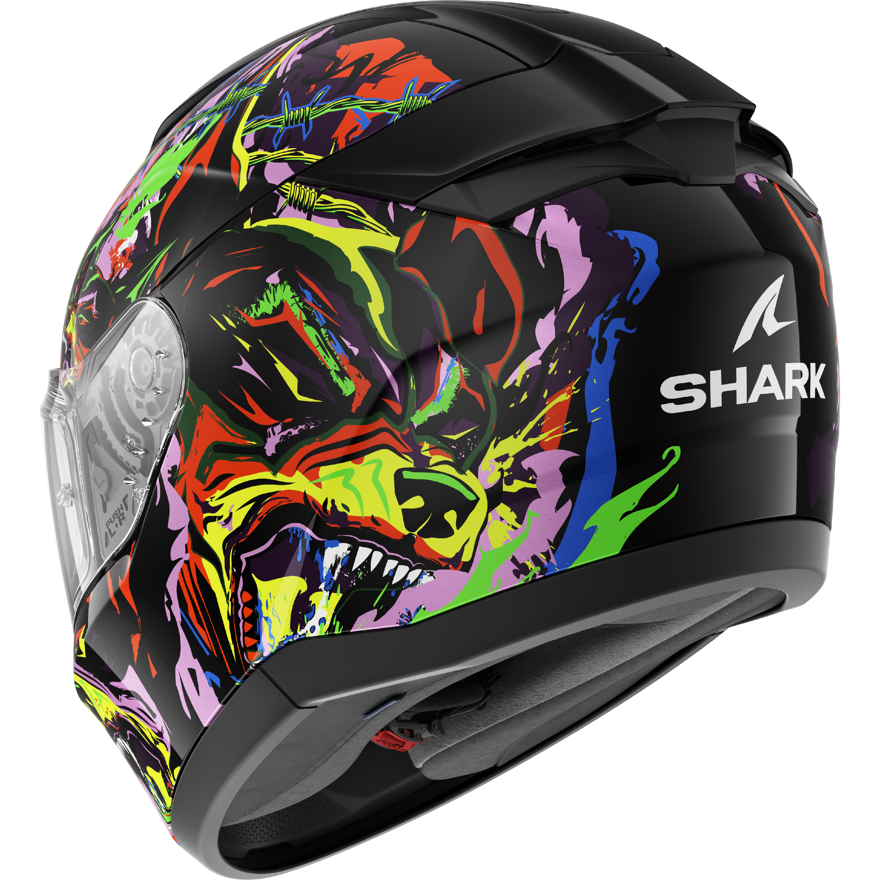 CAPACETE SHARK RIDILL 2 RAGING BEAST PRETO/ROSA/AMARELO (KVY) - XL -