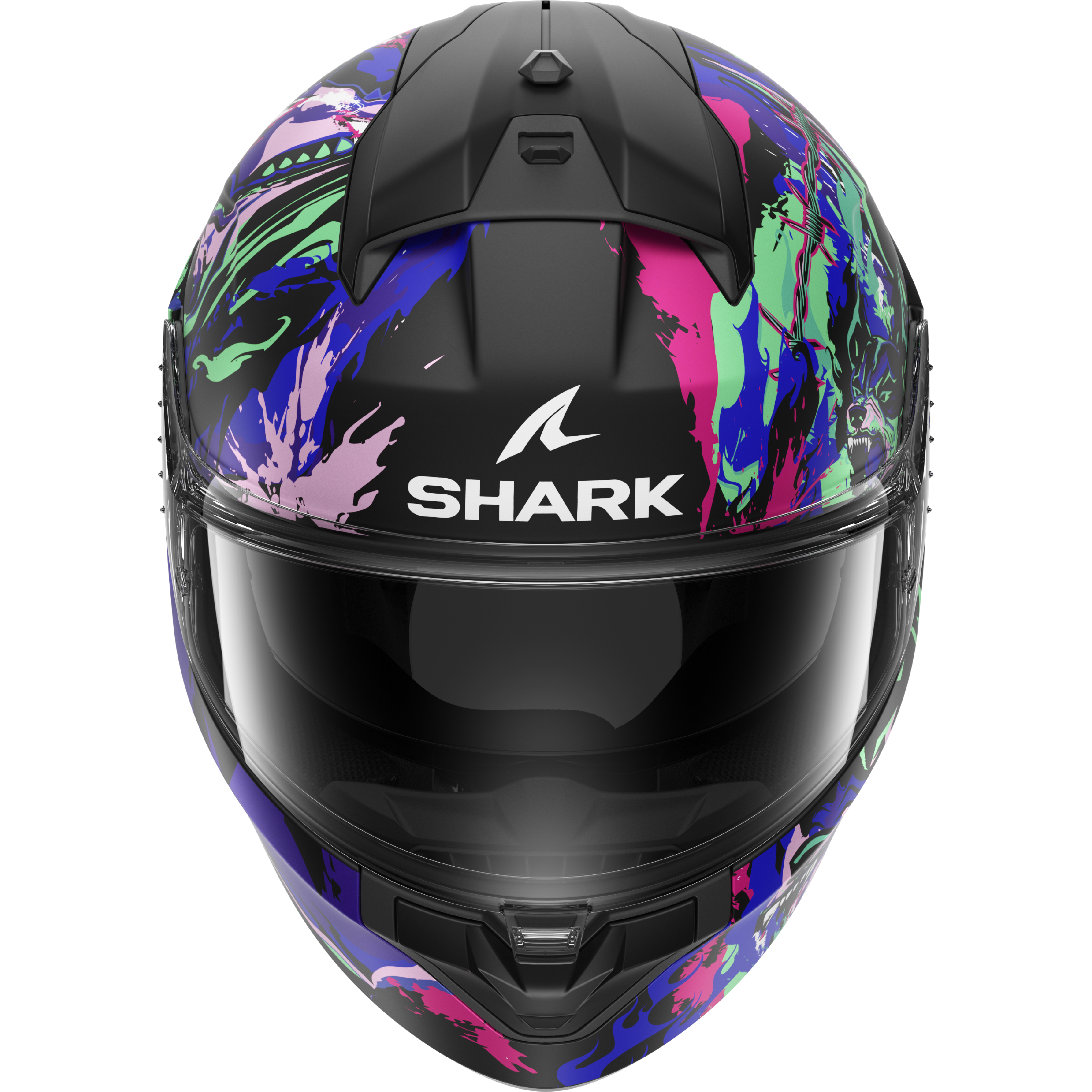 CAPACETE SHARK RIDILL 2 RAGING BEAST MAT PRETO/ROSA/VERDE (KVG) - L -