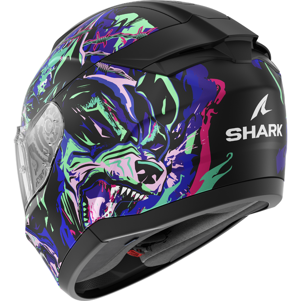 CAPACETE SHARK RIDILL 2 RAGING BEAST MAT PRETO/ROSA/VERDE (KVG) - XL