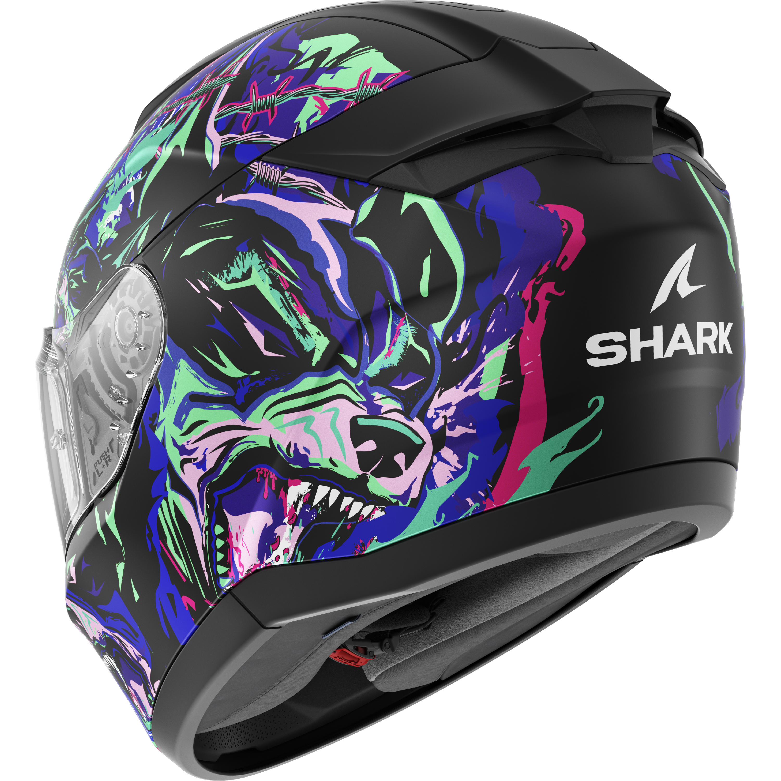 CAPACETE SHARK RIDILL 2 RAGING BEAST MAT PRETO/ROSA/VERDE (KVG) - XL