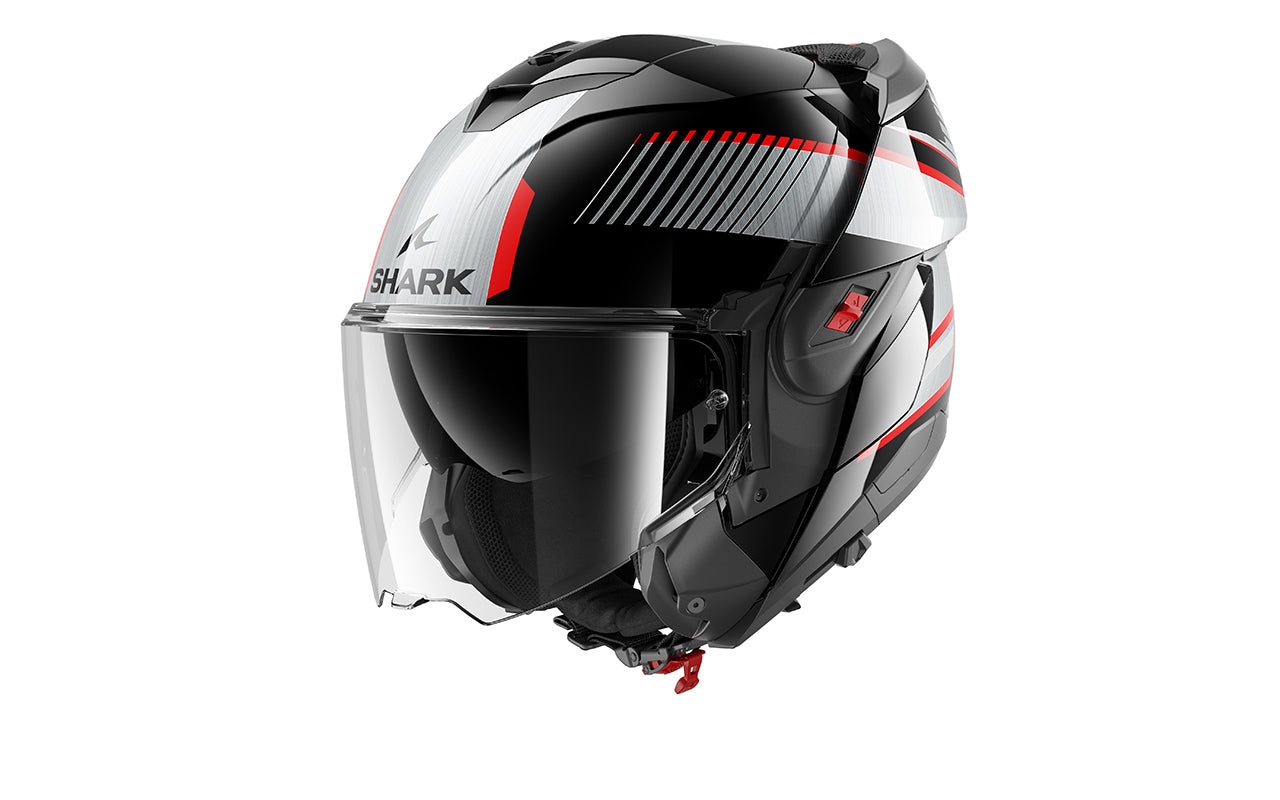 CAPACETE SHARK OXO SIKTER PRETO/CROMADO/CINZA (KUS) - XL