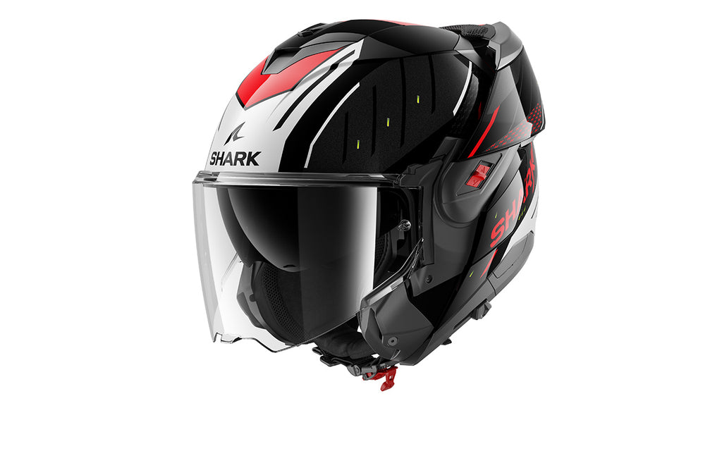 CAPACETE SHARK OXO RYDGER PRETO/PRATA/VERMELHO (KSR) - L