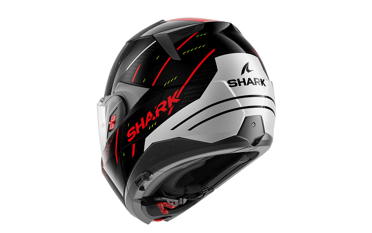 CAPACETE SHARK OXO RYDGER PRETO/PRATA/VERMELHO (KSR) - XL