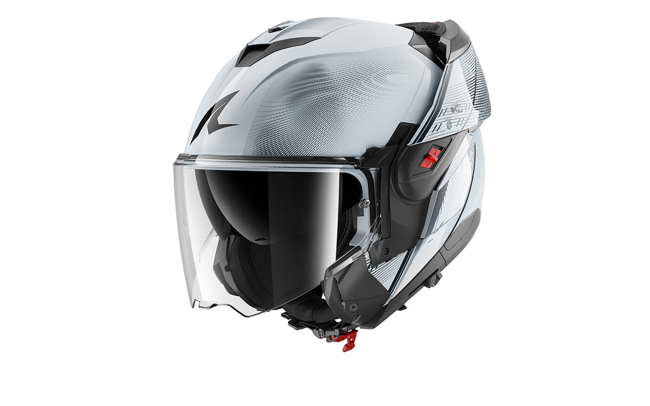 CAPACETE SHARK OXO SPEED-TECH PRATA/BRANCO/PRETO (SWK) - L