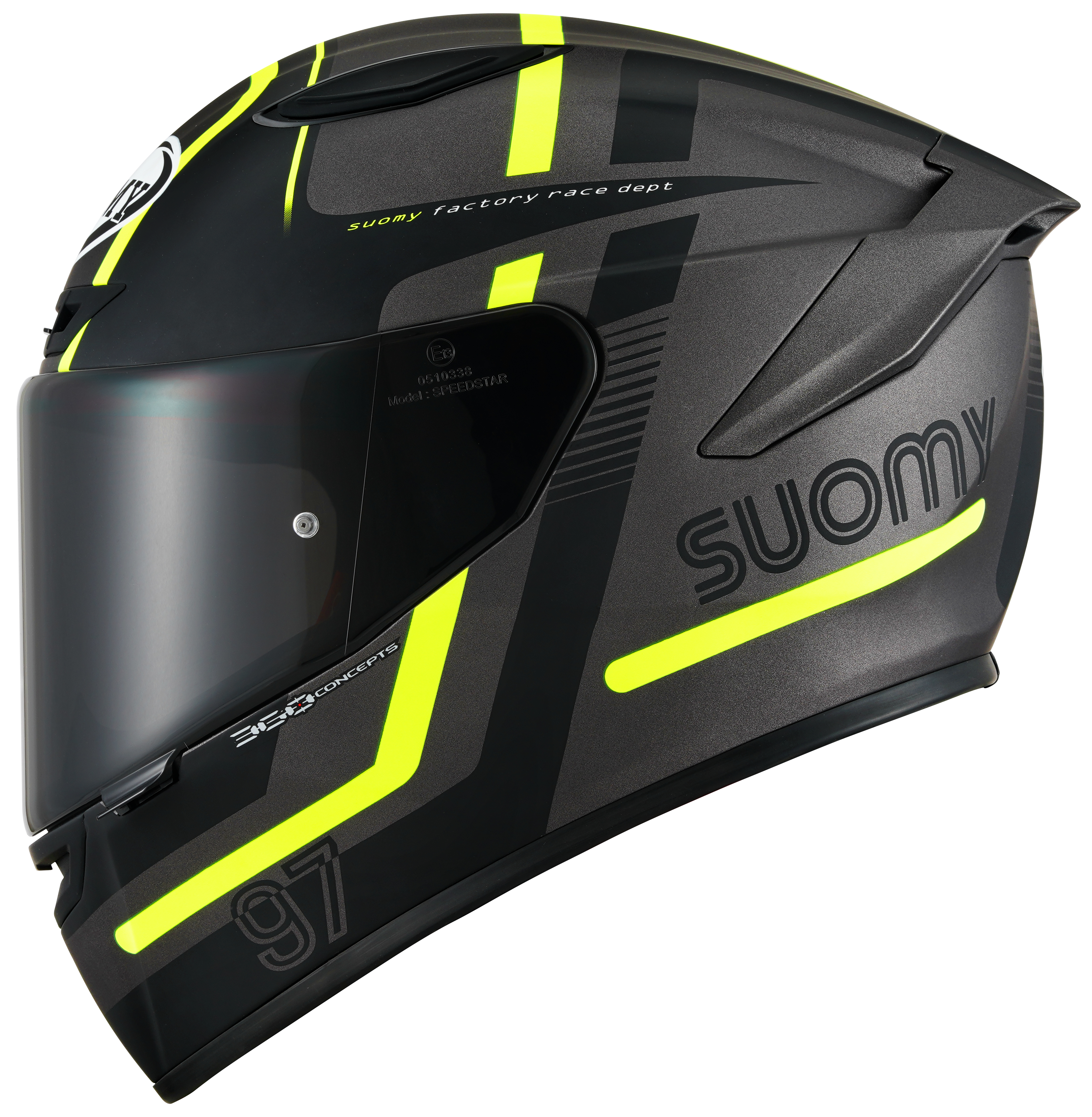 CAPACETE SUOMY TRACK-1 NINETY SEVEN MAT GUNMETAL/AMARELO /E06 - M