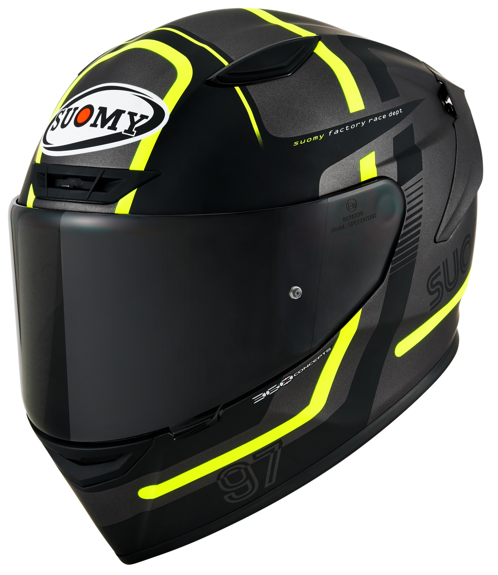CAPACETE SUOMY TRACK-1 NINETY SEVEN MAT GUNMETAL/AMARELO /E06 - L
