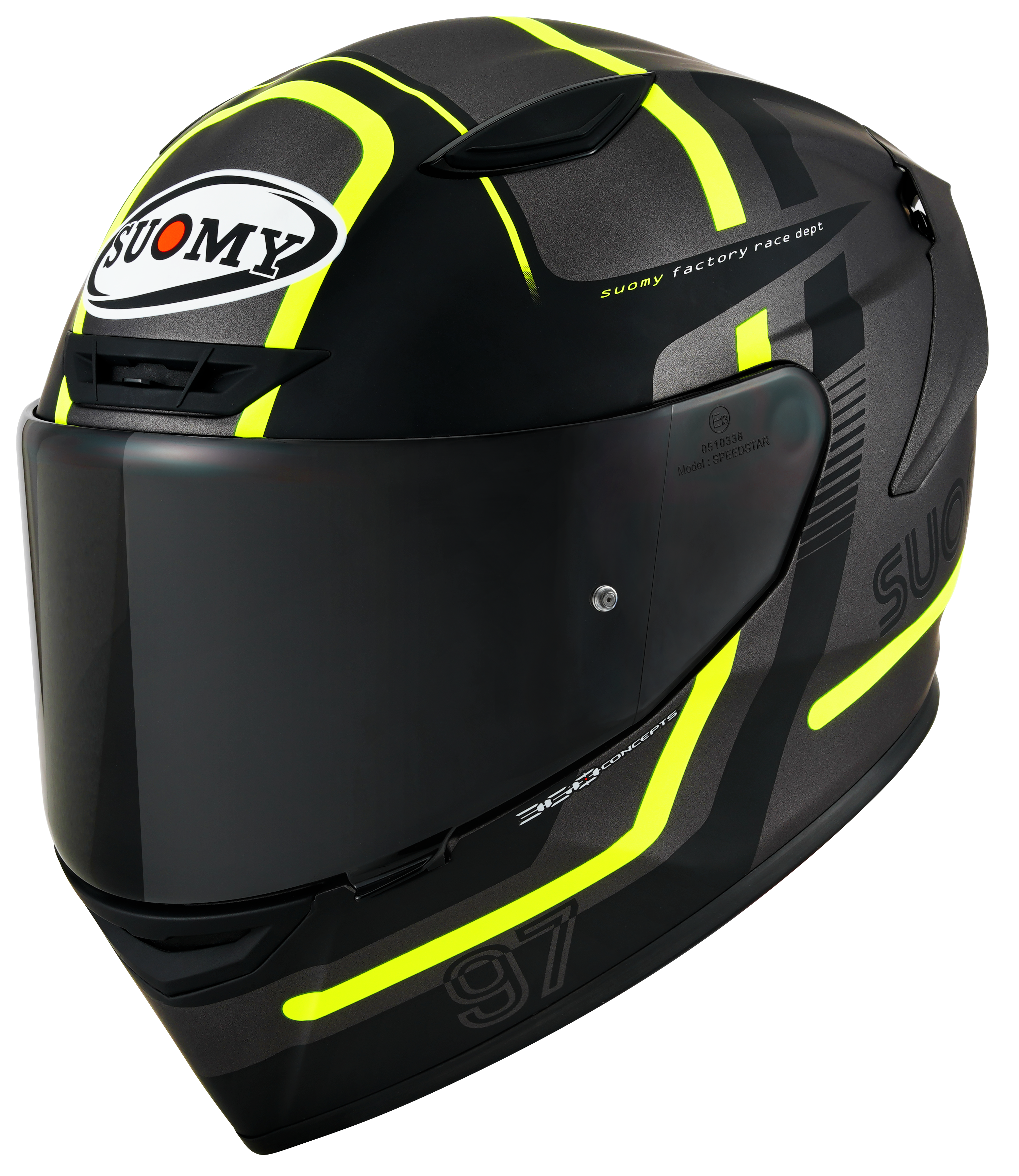 CAPACETE SUOMY TRACK-1 NINETY SEVEN MAT GUNMETAL/AMARELO /E06 - L