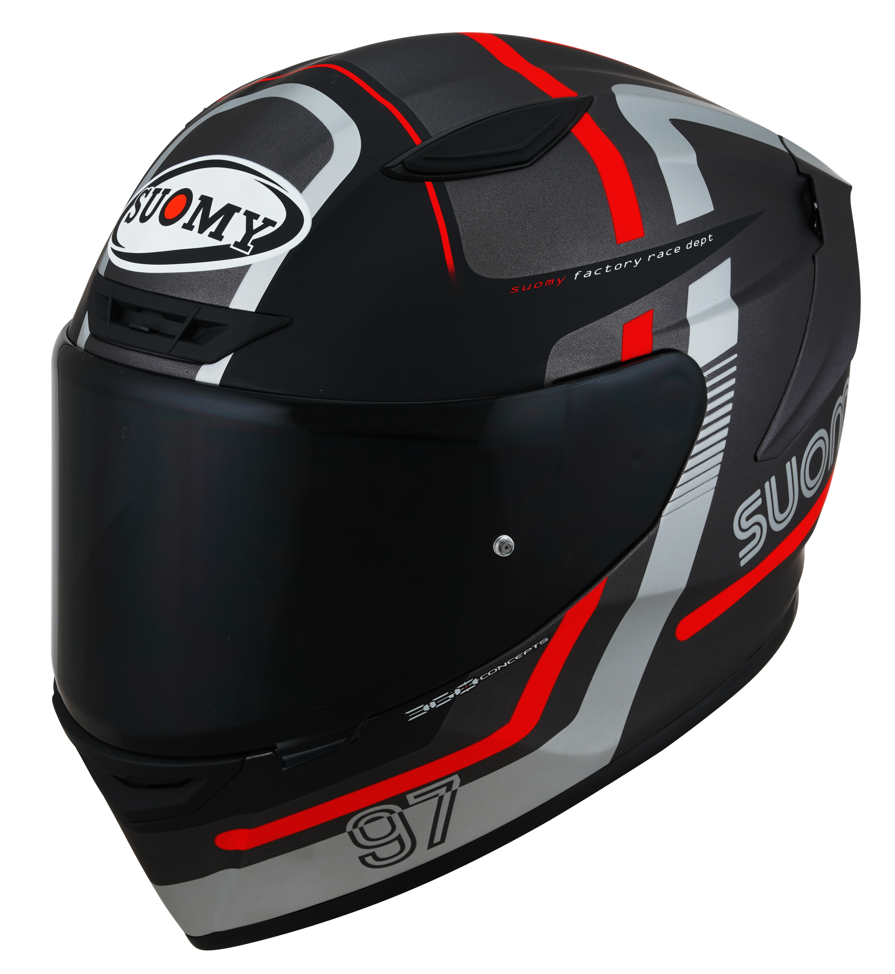 CAPACETE SUOMY TRACK-1 NINETY SEVEN MAT GUNMETAL/VERMELHO /E06 - S