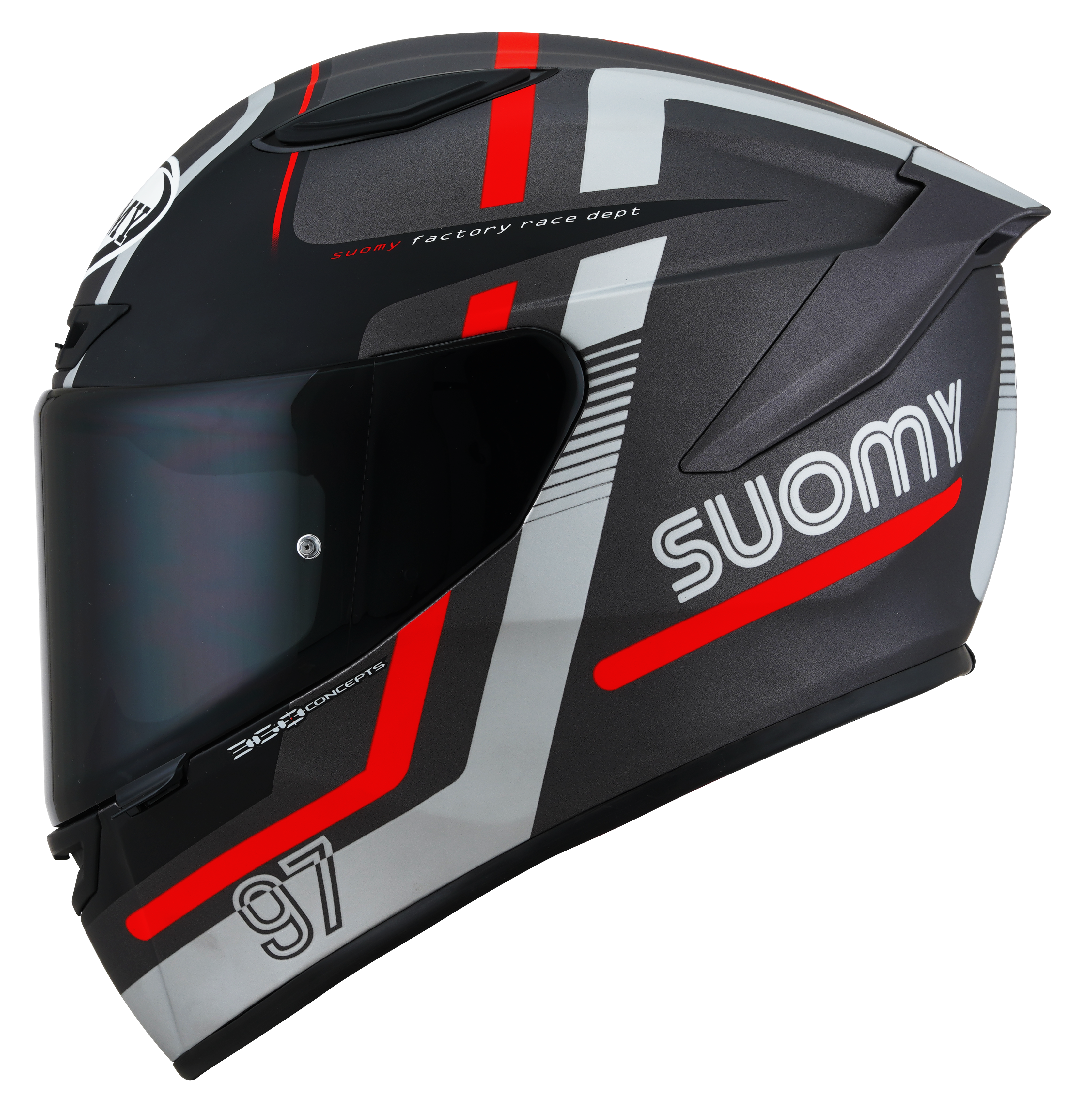 CAPACETE SUOMY TRACK-1 NINETY SEVEN MAT GUNMETAL/VERMELHO /E06 - S