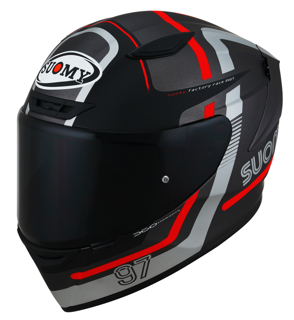 CAPACETE SUOMY TRACK-1 NINETY SEVEN MAT GUNMETAL/VERMELHO /E06 - XL