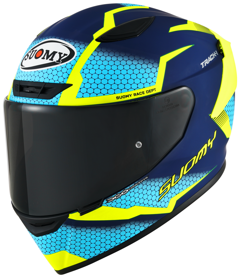 CAPACETE SUOMY TRACK-1 REACTION MAT AZUL/AMARELO /E6 - L -
