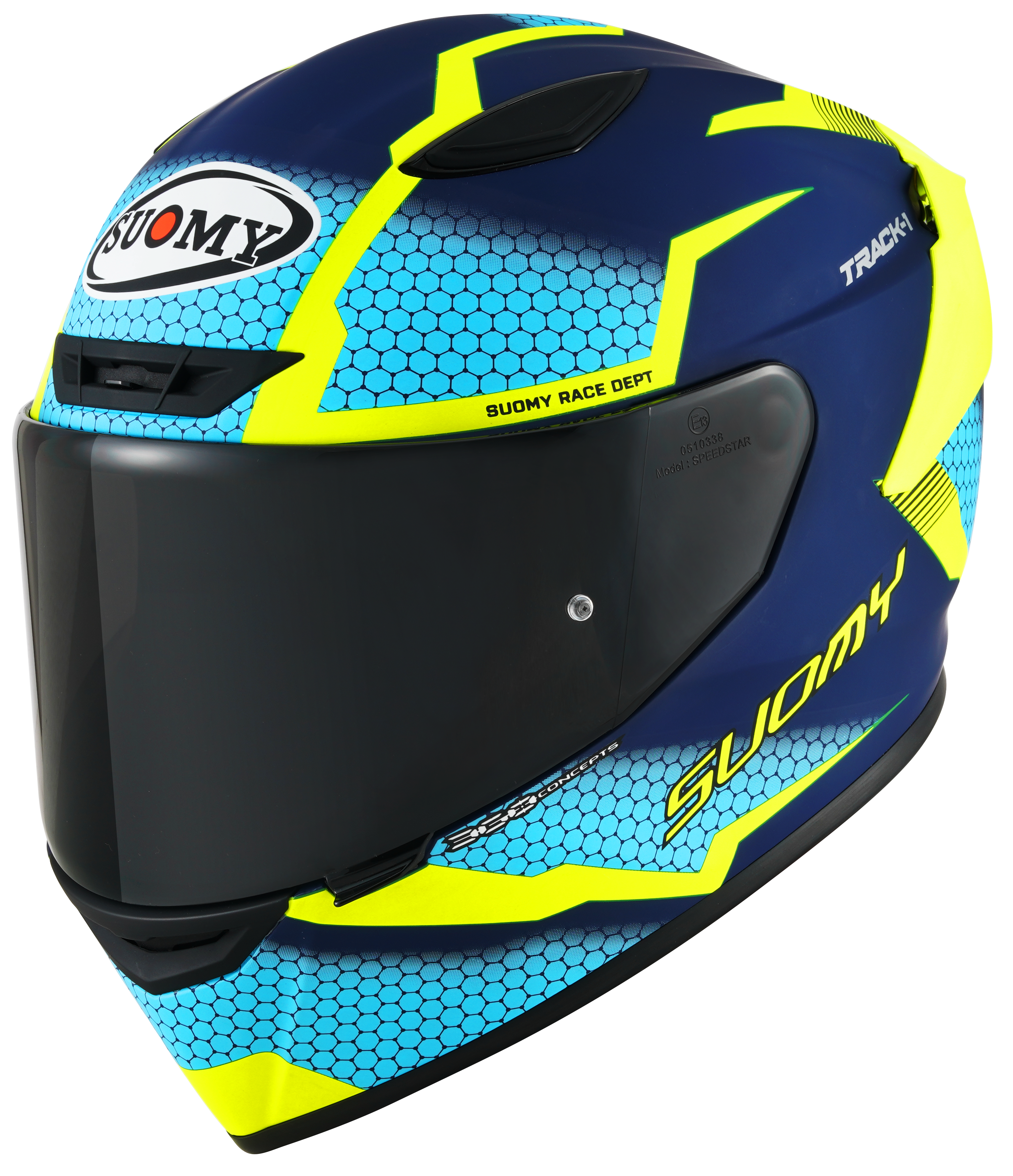 CAPACETE SUOMY TRACK-1 REACTION MAT AZUL/AMARELO /E6 - L -
