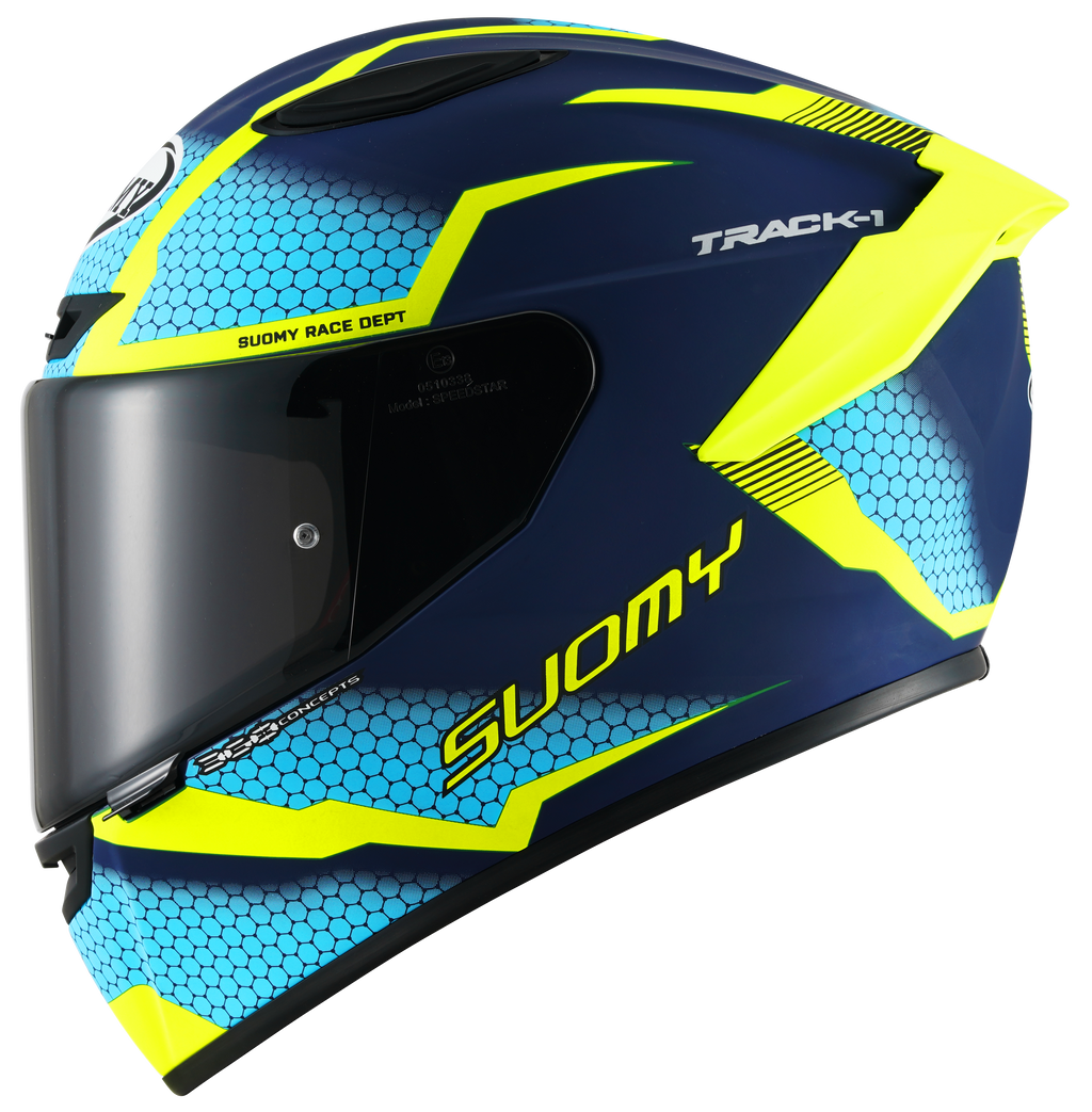 CAPACETE SUOMY TRACK-1 REACTION MAT AZUL/AMARELO /E6 - L -