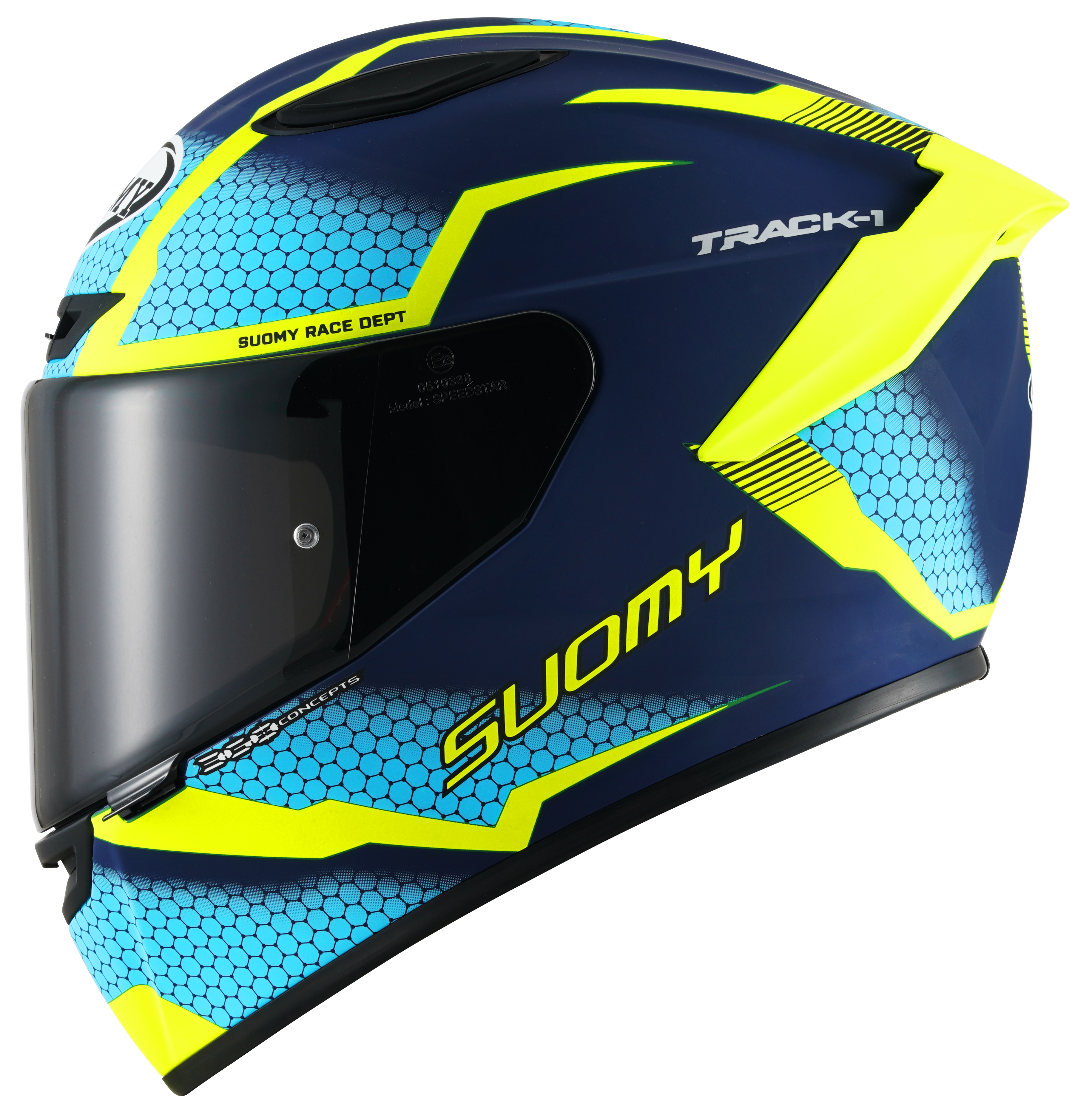 CAPACETE SUOMY TRACK-1 REACTION MAT AZUL/AMARELO /E6 - L -