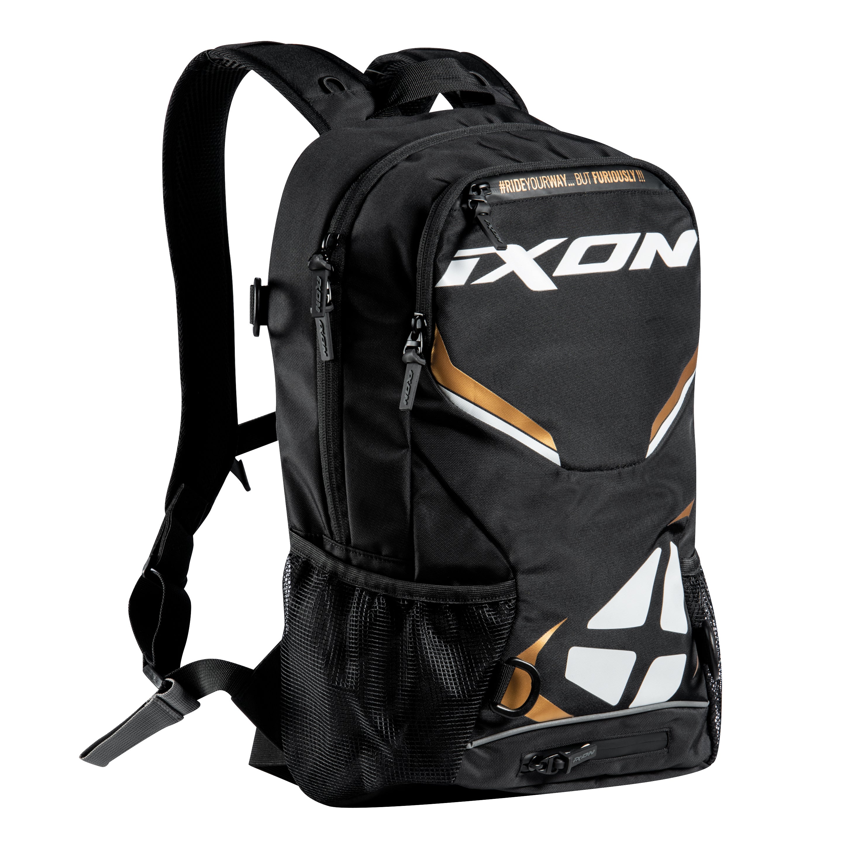 MOCHILA IXON R-TENSION 23 PRETO/BRANCO/DOURADO 501 10 1 004-1106