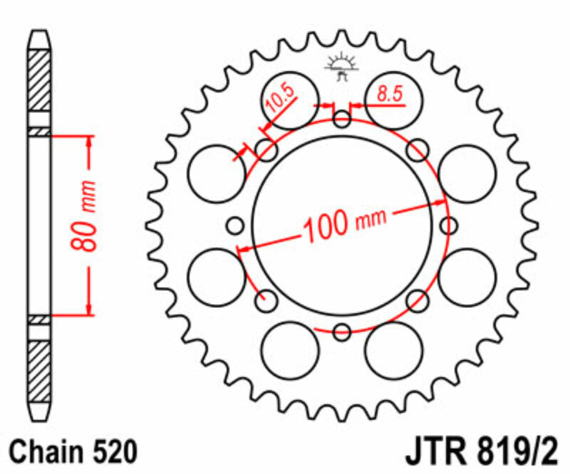 JTSPR RR SPROC 520 STEEL ST 819/2