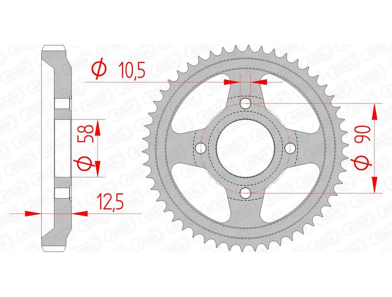 AFAM RR SPROC 428 STEEL ST 10216, 50