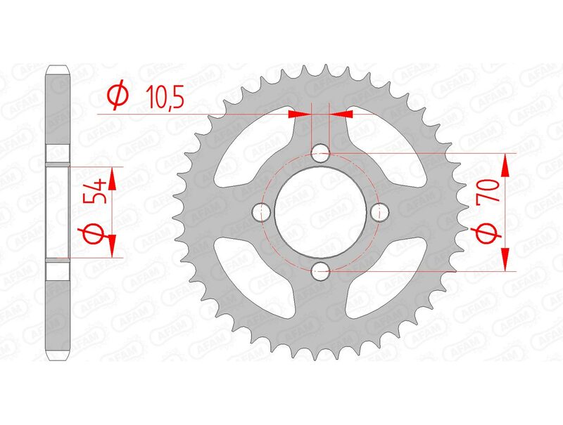 AFAM RR SPROC 428 STEEL ST 10229, 42