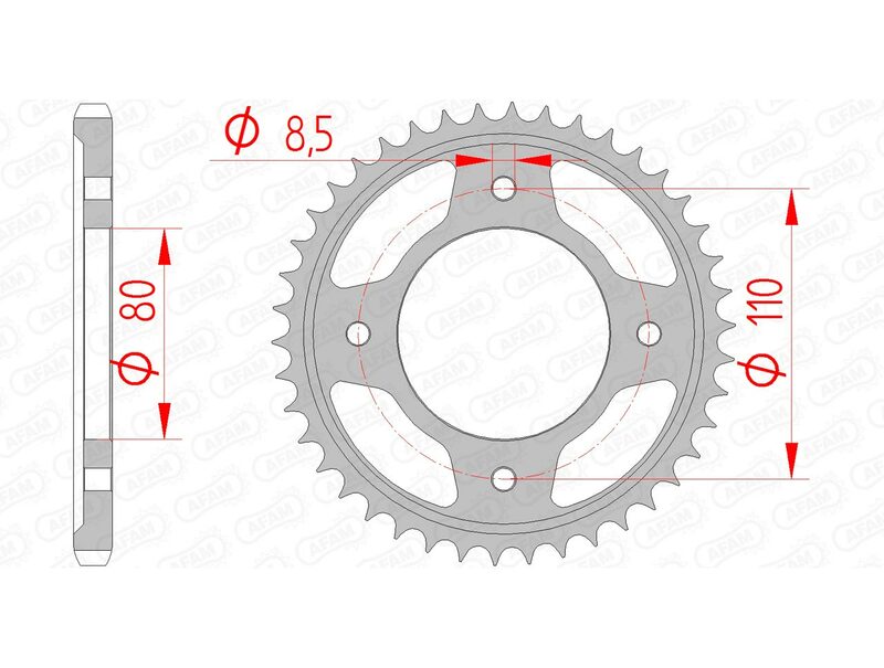 AFAM RR SPROC 428 STEEL ST 10235, 42