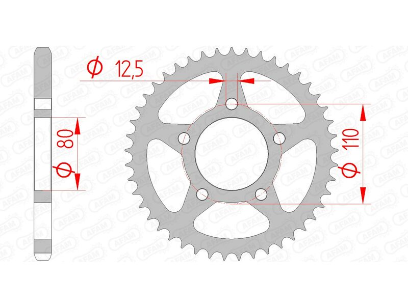 AFAM RR SPROC 525 STEEL ST 10608, 45