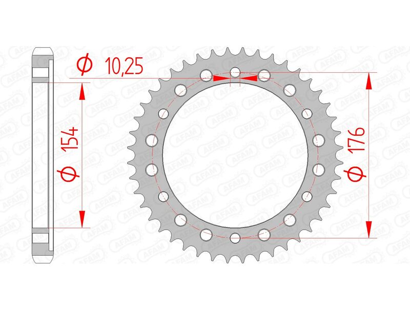 AFAM RR SPROC 530 STEEL ST 10801, 44