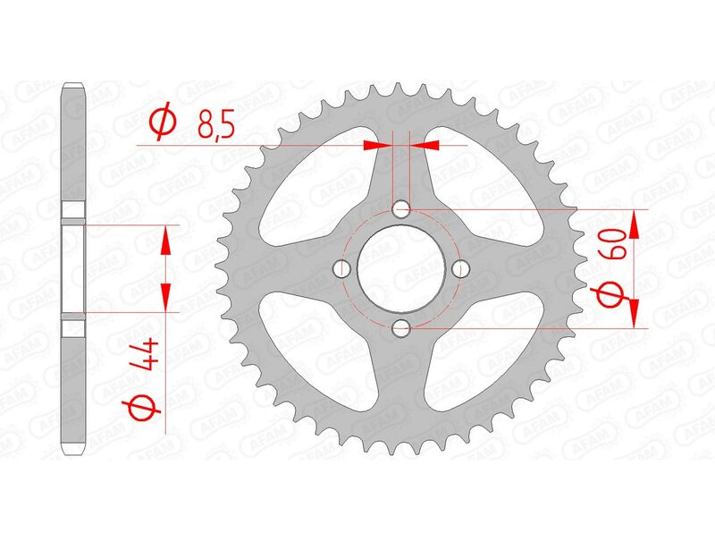 AFAM RR SPROC 420 STEEL ST 12100, 45