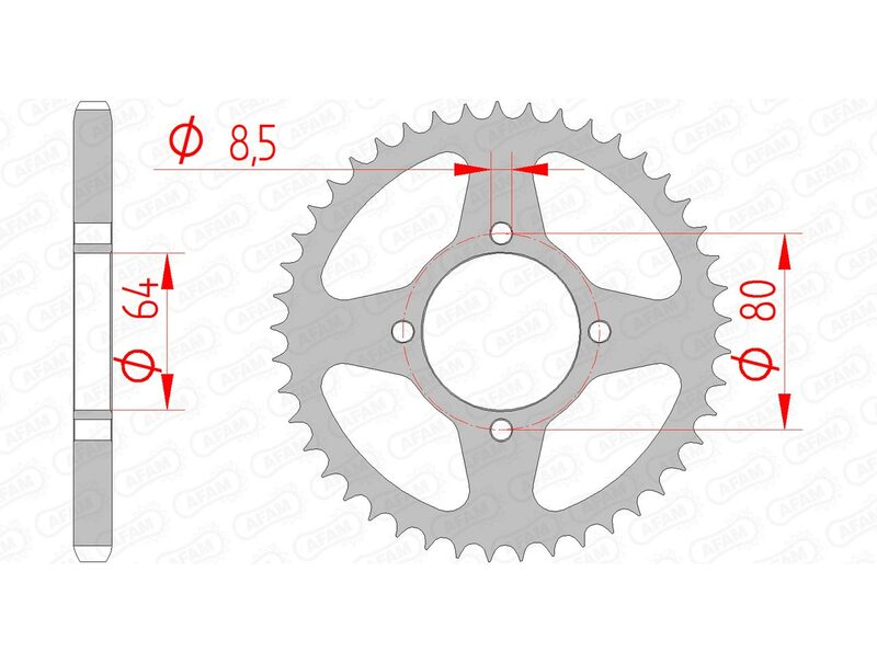 AFAM RR SPROC 428 STEEL ST 12200, 45