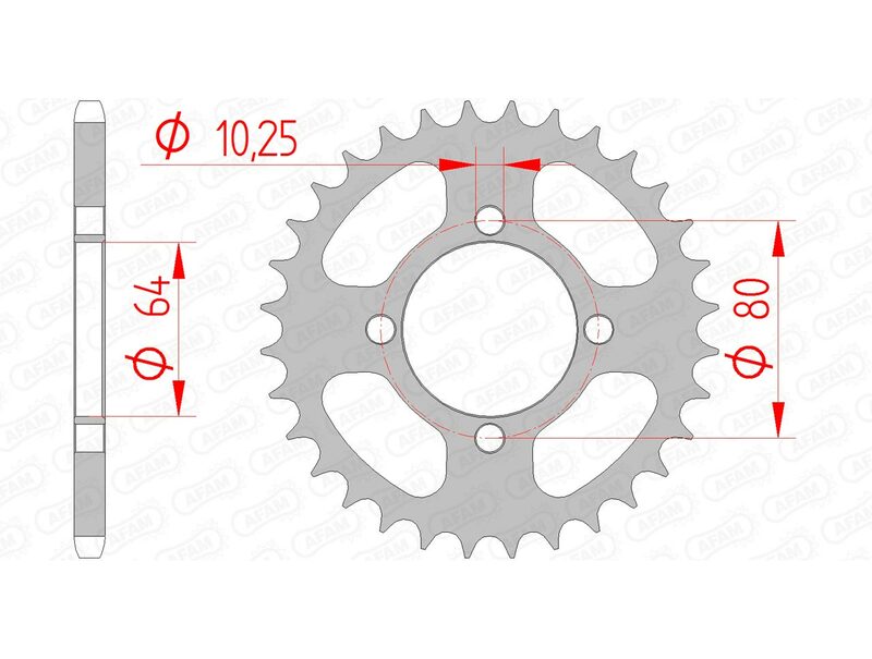 AFAM RR SPROC 520 STEEL ST 12214, 36