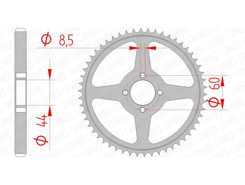 AFAM RR SPROC 428 STEEL ST 12222, 54