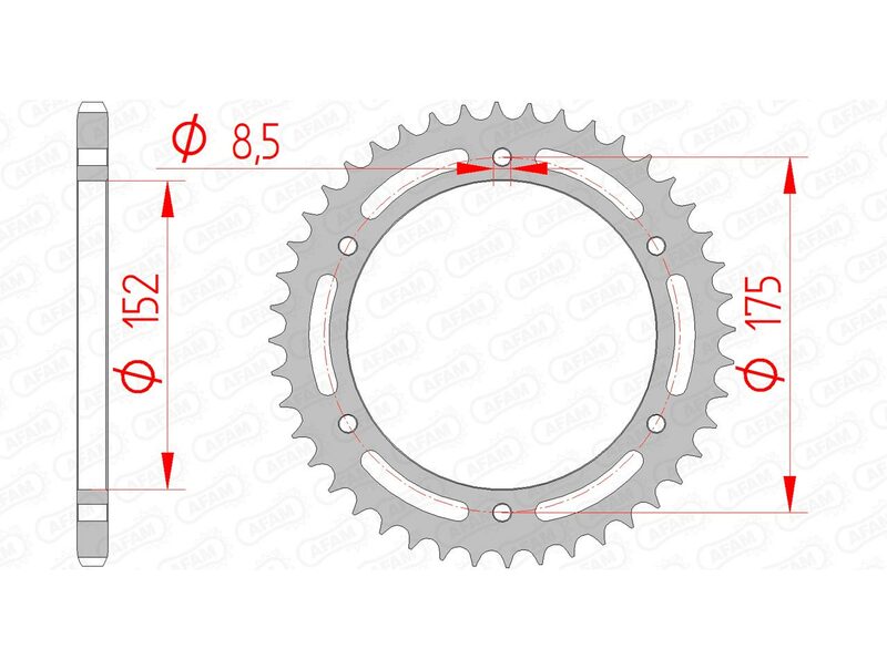 AFAM RR SPROC 520 STEEL ST 12301, 43