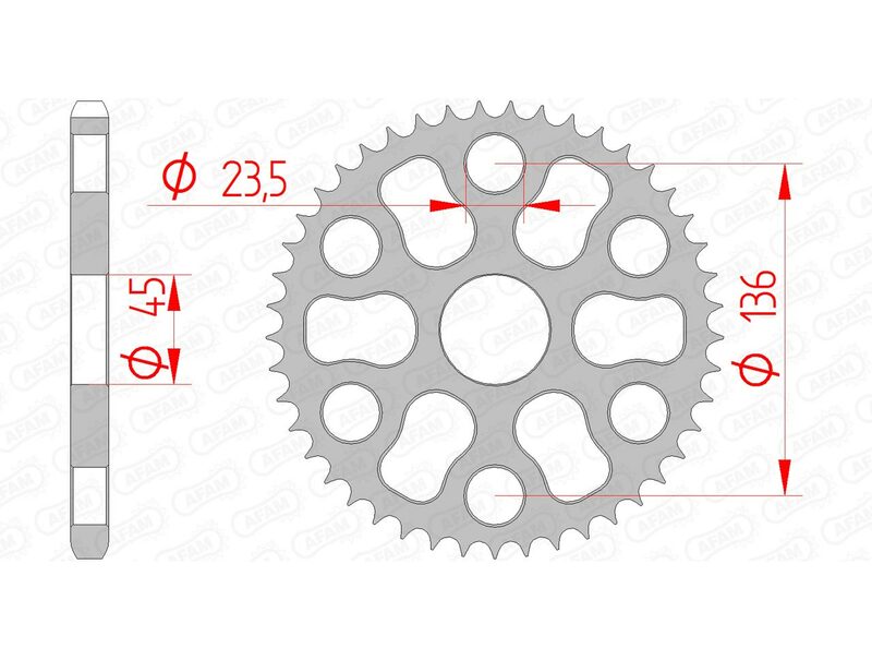 AFAM RR SPROC 428 STEEL ST 12325, 45