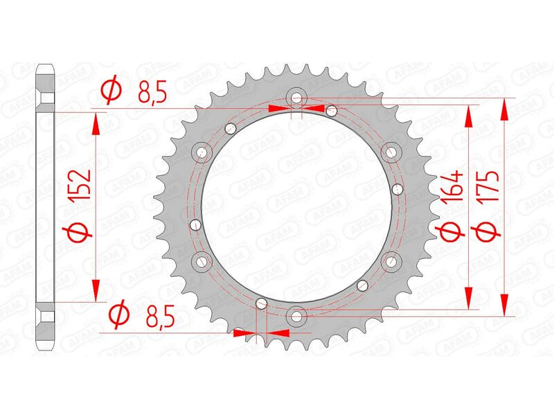 AFAM RR SPROC 520 STEEL ST 12500, 44