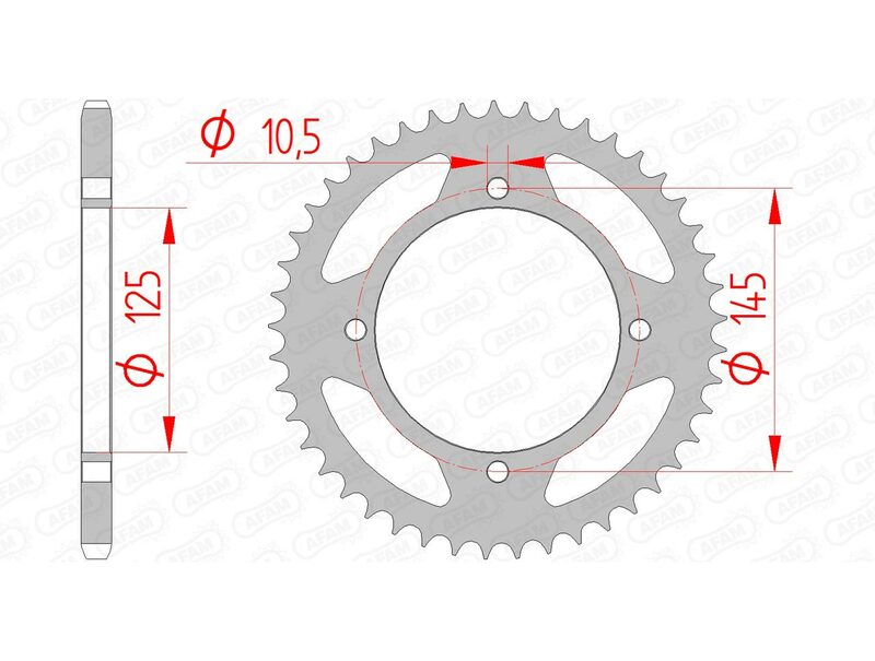 AFAM RR SPROC 520 STEEL ST 12505, 44