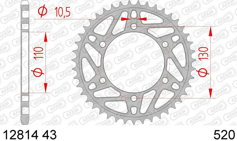 AFAM RR SPROC 520 STEEL ST 12814, 43