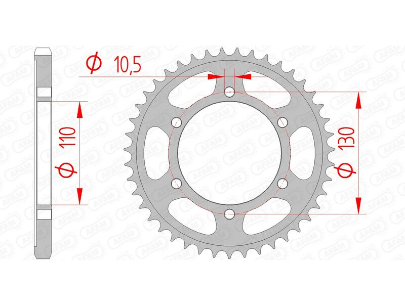 AFAM RR SPROC 525 STEEL ST 12815, 45