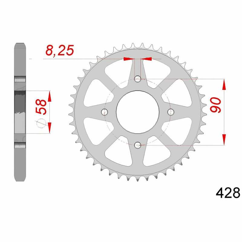 AFAM RR SPROC 428 STEEL ST 14212, 45