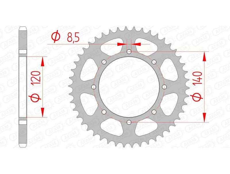 AFAM RR SPROC 520 STEEL ST 16600, 44