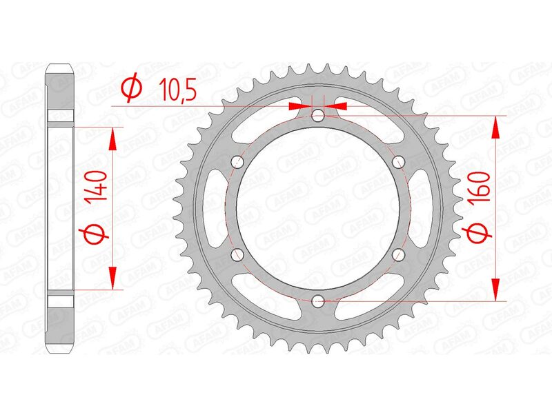 AFAM RR SPROC 530 STEEL ST 16701, 45