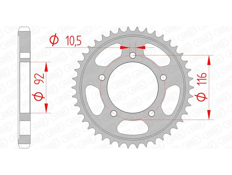 AFAM RR SPROC 530 STEEL ST 16900, 42