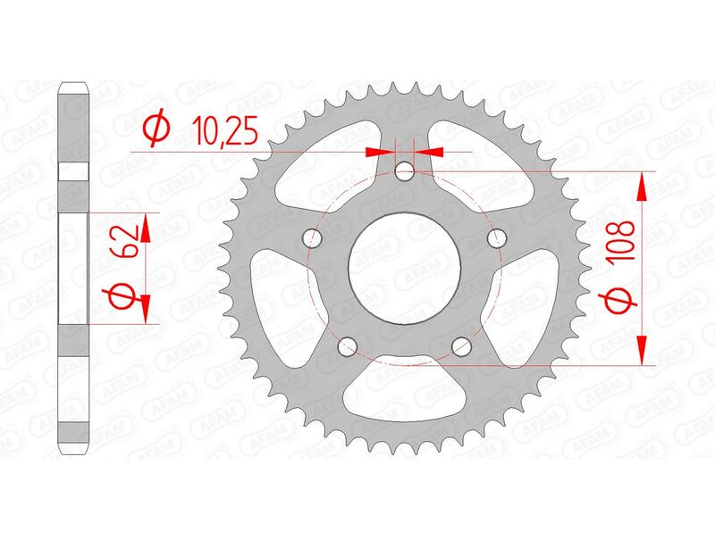 AFAM RR SPROC 428 STEEL ST 47201, 50