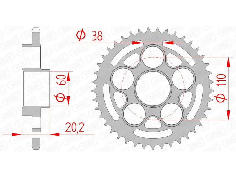 AFAM RR SPROC 520 STEEL ST 50614, 41