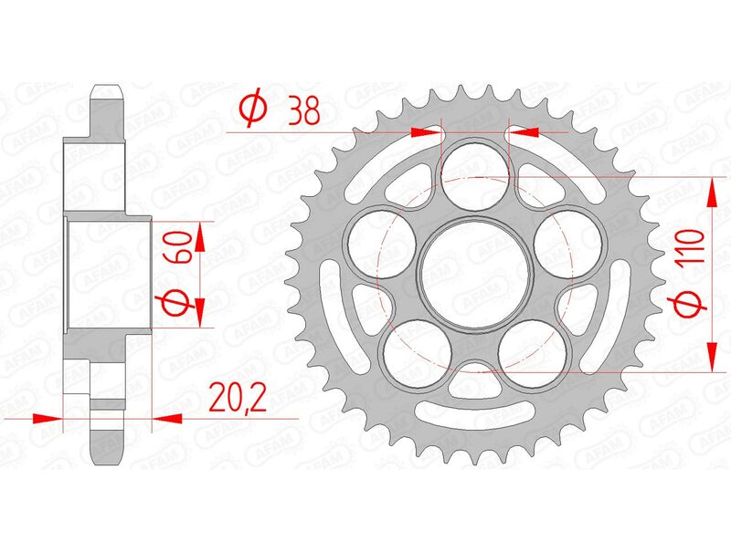AFAM RR SPROC 525 STEEL ST 50800, 41