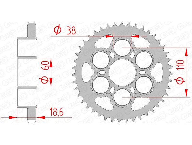AFAM RR SPROC 525 STEEL ST 50801, 39