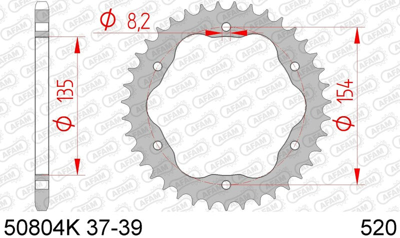 AFAM RR SPROC 520 STEEL ST 50804K, 38