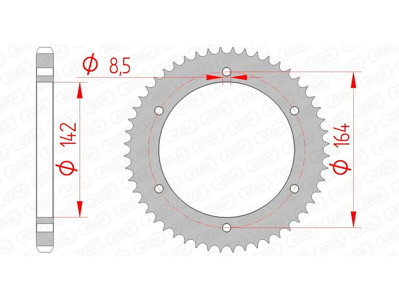 AFAM RR SPROC 428 STEEL ST 65200, 52