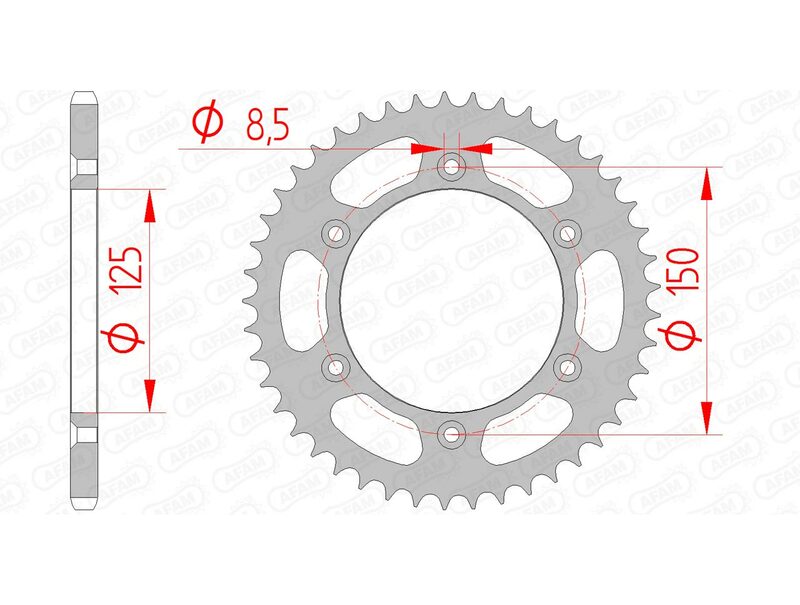 AFAM RR SPROC 520 STEEL ST 71304, 45