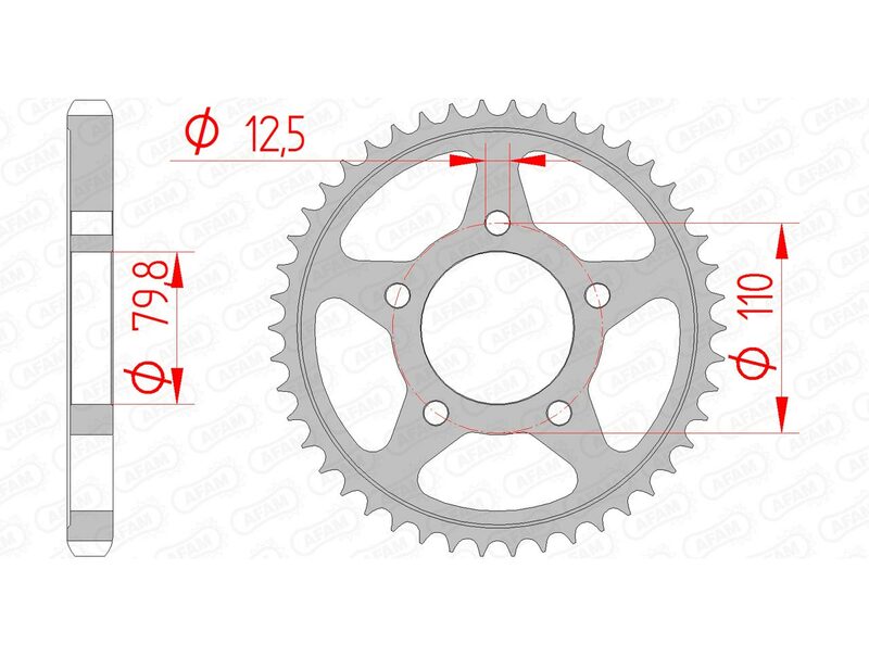 AFAM RR SPROC 530 STEEL ST 86600, 46
